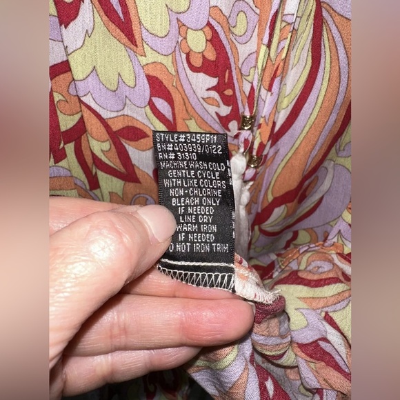 I.N. Studio Women's 3X Tunic Blouse Peasant Boho Floral Orange Multi NEW - Picture 8 of 9